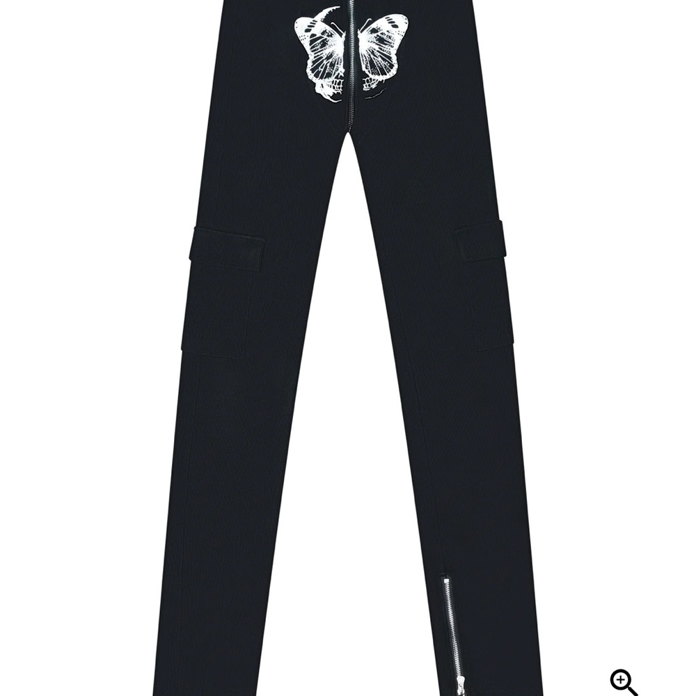 Black and White Flare Pants with Graphic Design